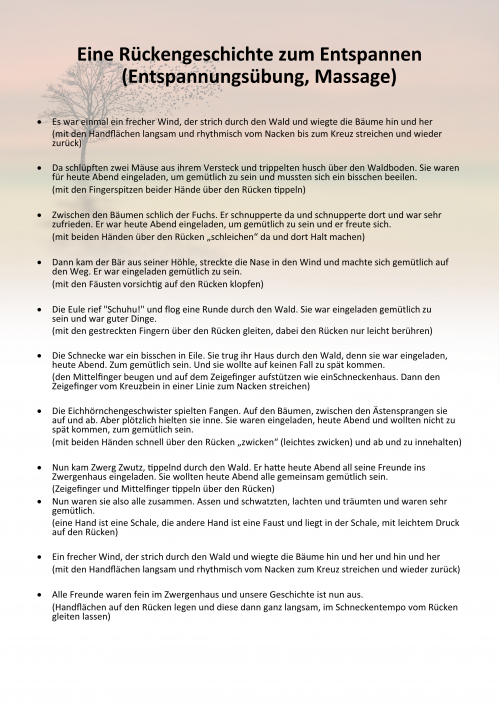 Eine Rückengeschichte zum Entspannen - Kita St. Antonius Lingen